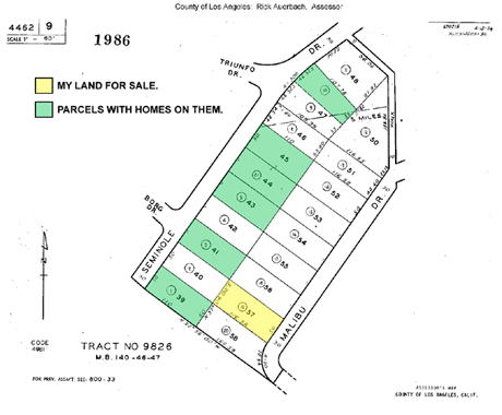 Plat Map of Malibu Lake property.